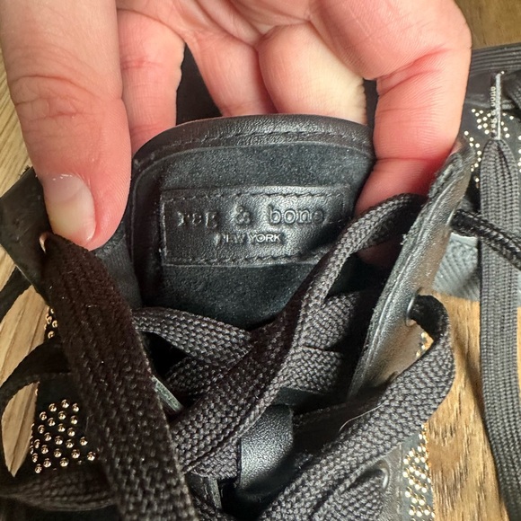 Rag and Bone women’s RB Army low top sneaker, studded leopard, black gold, 38.5 - Picture 11 of 13